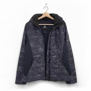 Obermeyer Lorena Thermore Ecodown Insulated Hooded Ski Jacket Black Camo 10